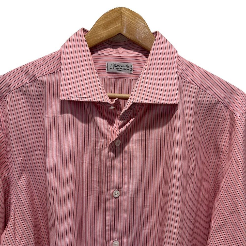 Charvet Pink & White Pinstripe Dress Shirt